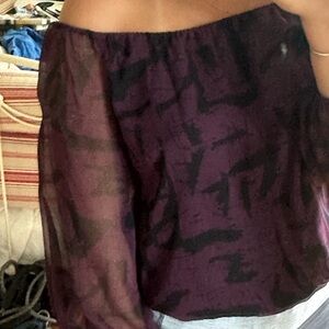 Alice + Olivia Black & Purple Off the Shoulder Blouse (XS)